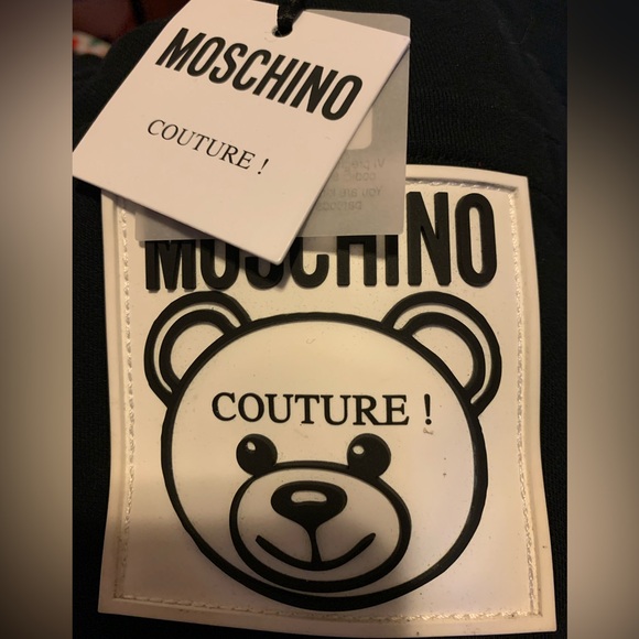 Moschino -back pocket Black Bear Logo Patch-front zip quilt sides-Joggers-38 - Picture 2 of 8